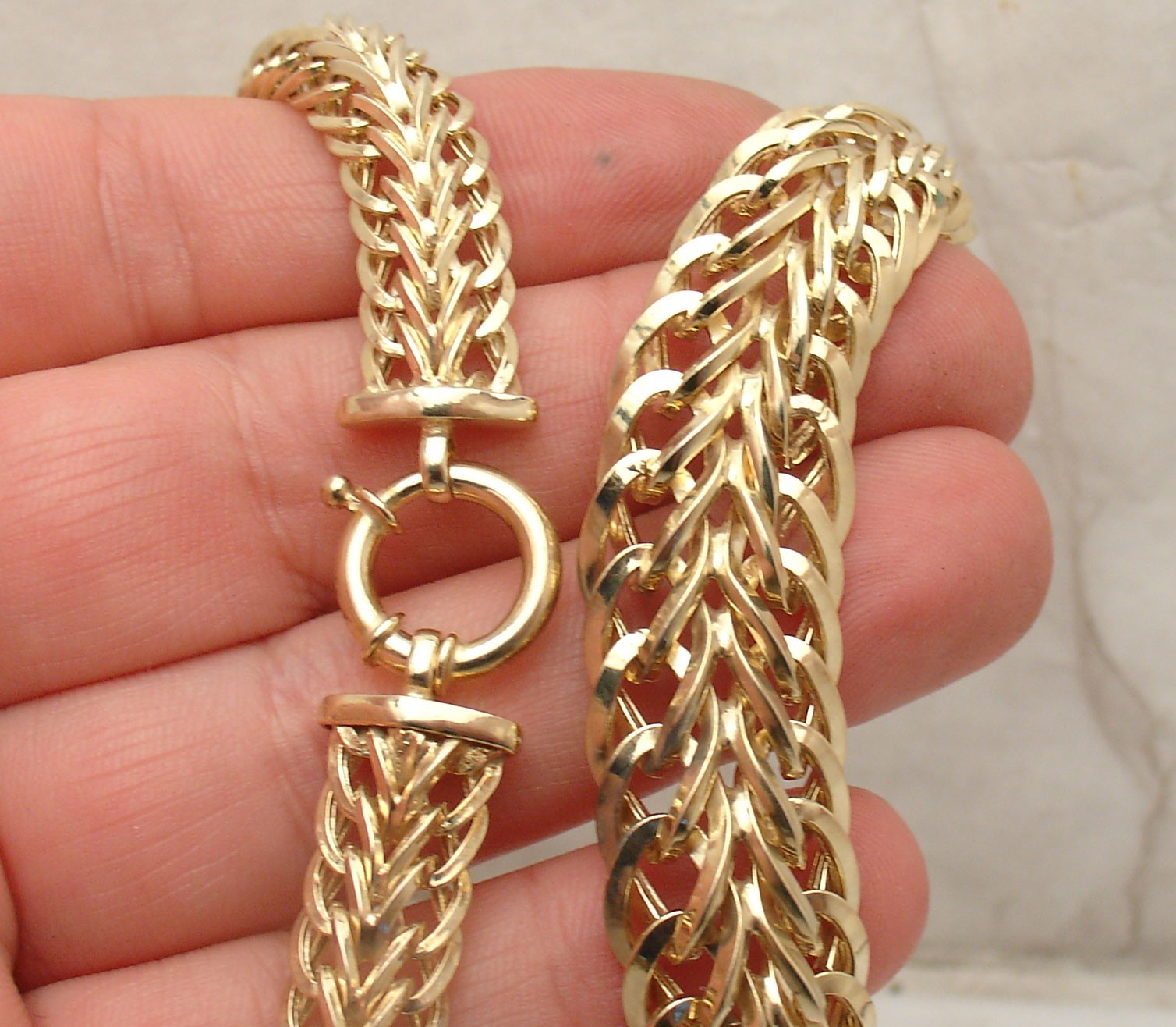 Technibond Graduated Double Curb Chain Necklace 14K Yellow Gold Plated Silver