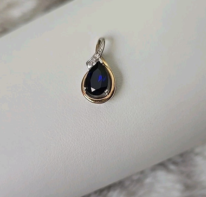 Alwand Vahan 10k Yellow Gold & Sterling silver Blue sapphire Lab create Pendant