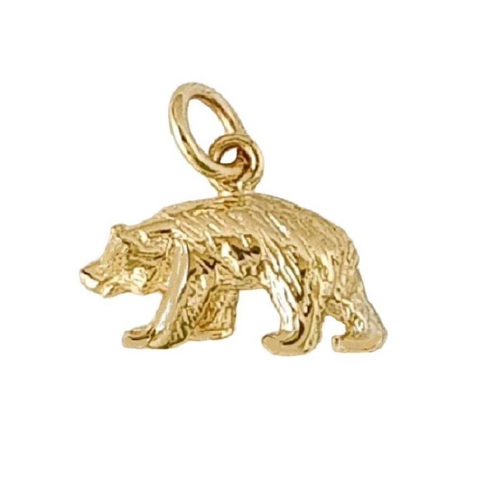 Small 14k Yellow Gold Bear Charm / Pendant, Made in USA