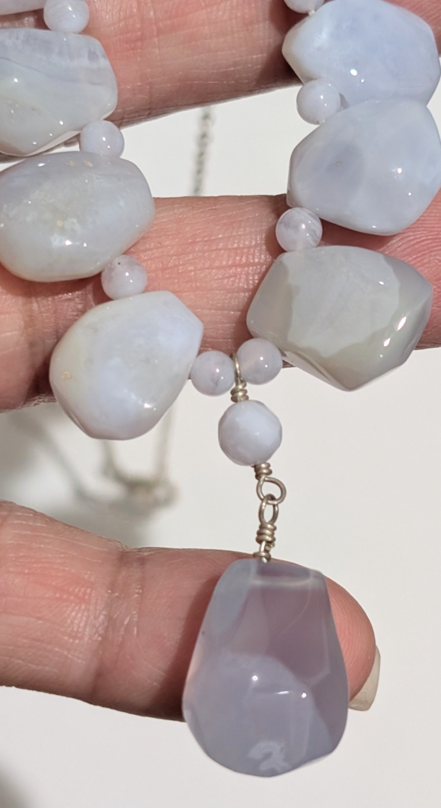 Sterling Silver Natural Rainbow Moonstone Polished Nugget 17″ Necklace 30 Grams