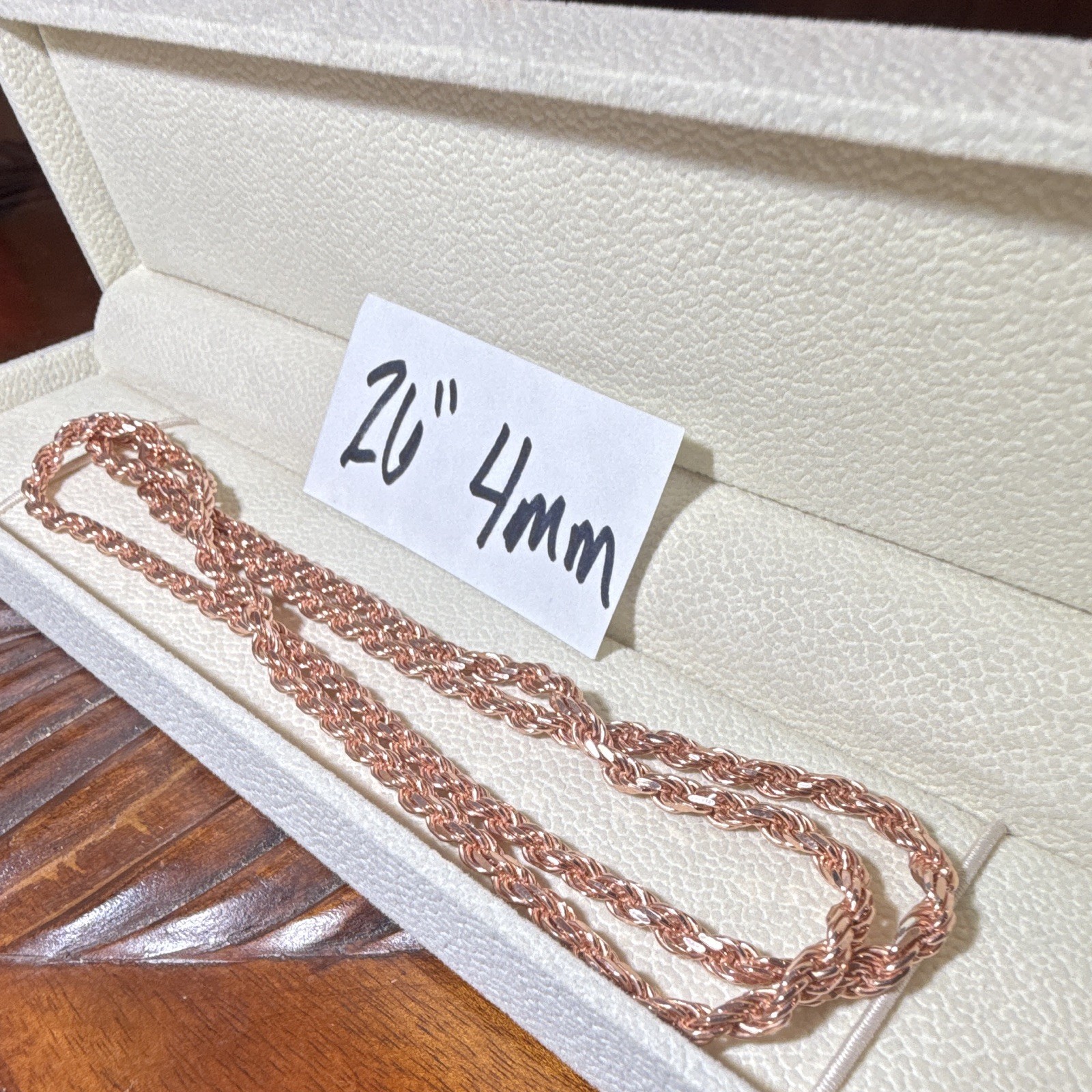 4mm 26” Diamond Cut Rope Chain SOLID 925 Sterling Silver (32g) Rose Gold Over