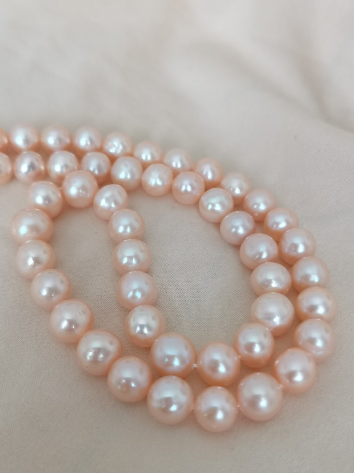 AAAA 9-10MM SOUTH SEA NATURAL Pink Gold PEARL NECKLACE 18 INCH 14K Gold