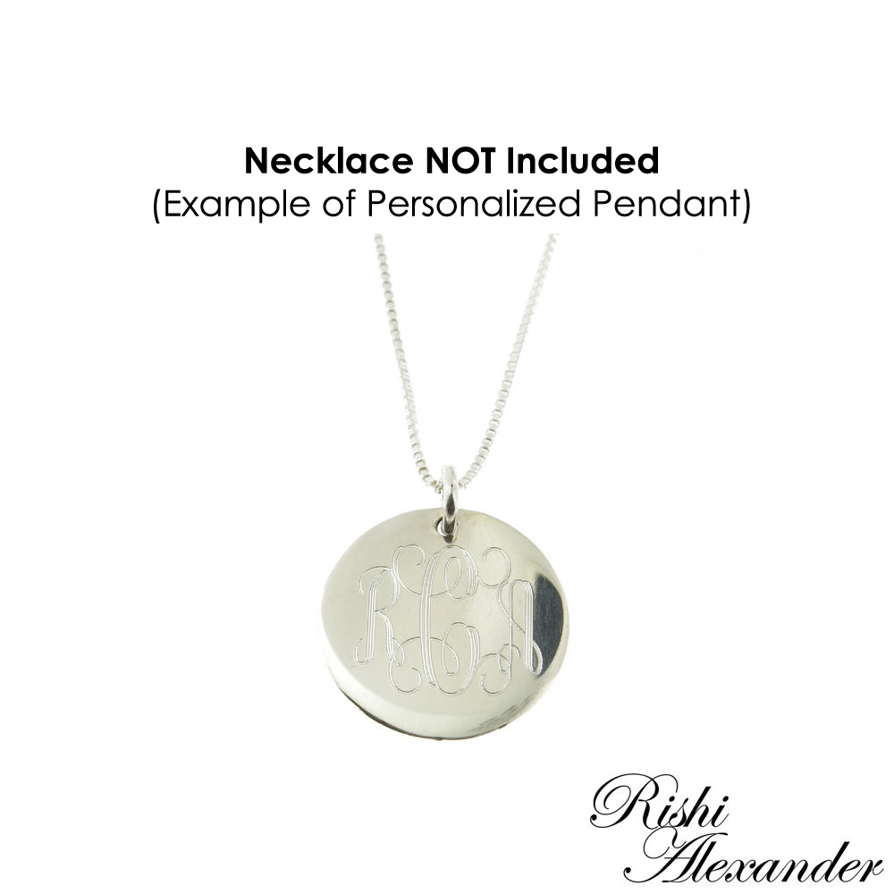 925 Sterling Silver Round Monogram Charm or Personalized Pendant 10mm to 18mm