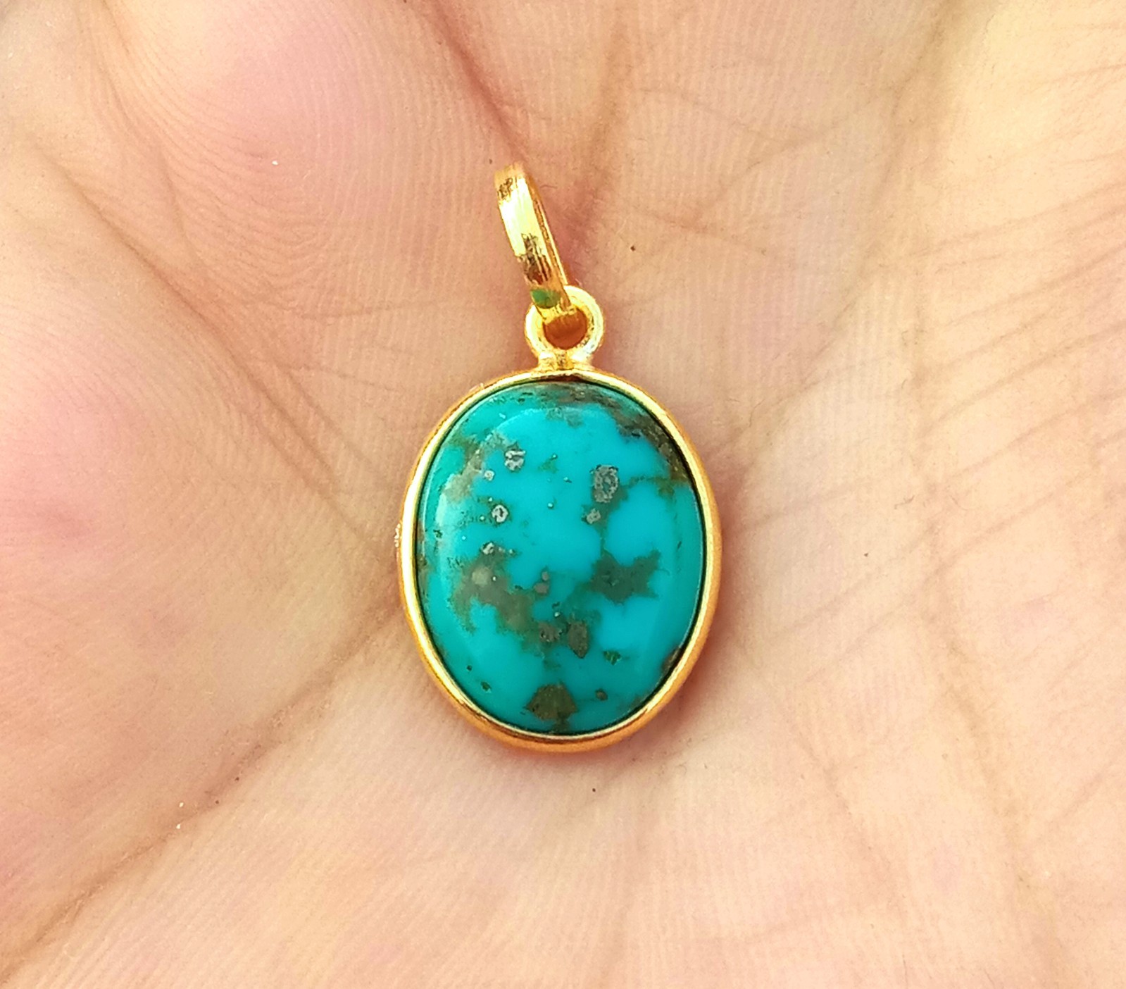 Natural Purple copper Turquoise Gold charm ,18kt Gold Charm, Handmade Jewelry