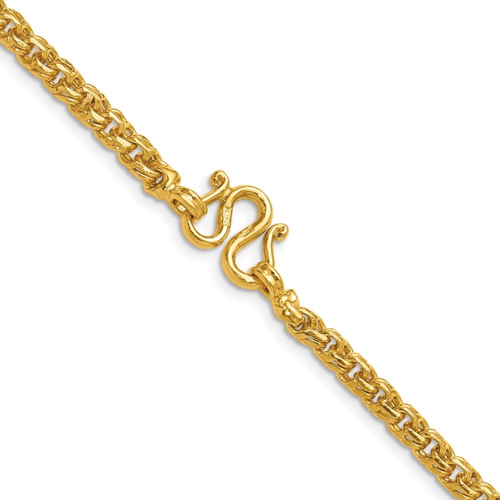 24k Yellow Gold Polished 4.4mm Solid Double Interlocking Curb Chain Necklace 24″