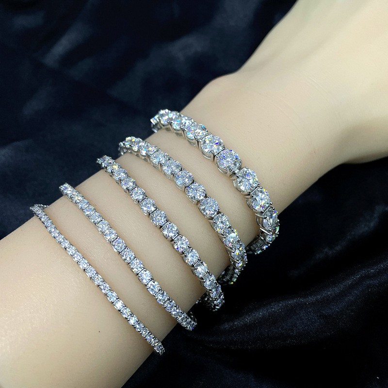 2/3/4mm Real Moissanite Tennis Chain 925 Silver Pass Diamnd Tester! More Size