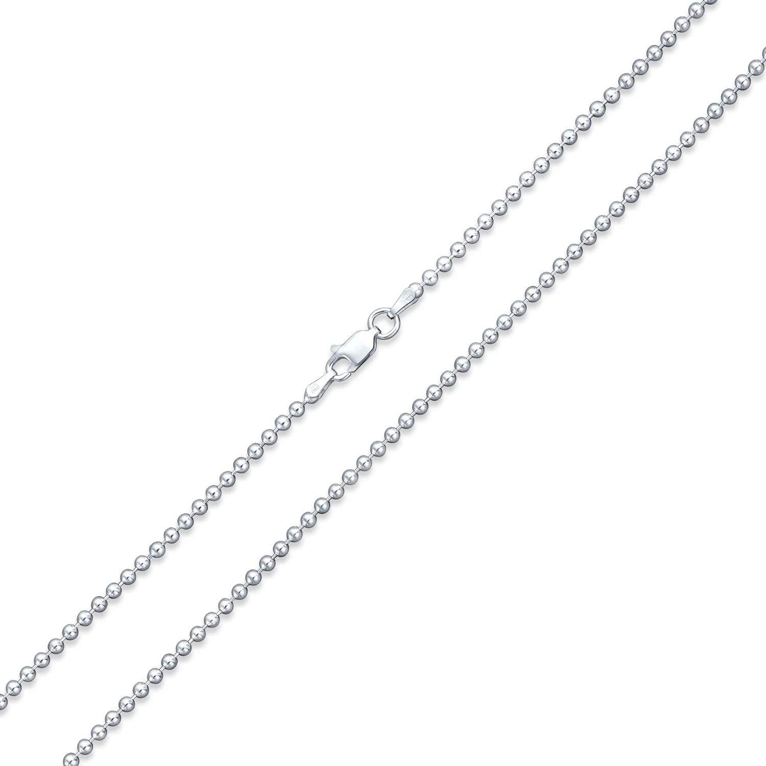Italian Made 925 Sterling Silver 1.5MM Bead Ball Chain Necklace 14″-36″