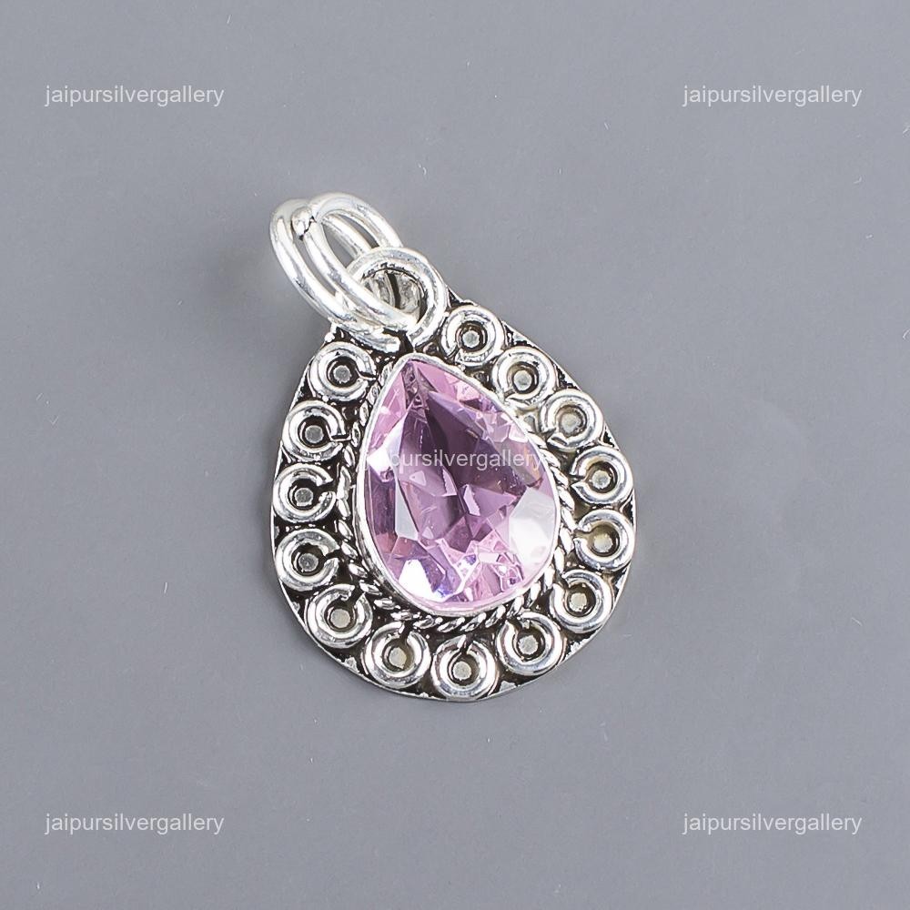 Morganite Gemstone Jewelry 925 Silver Handmade Dainty Pendant 1.02″ For Mother