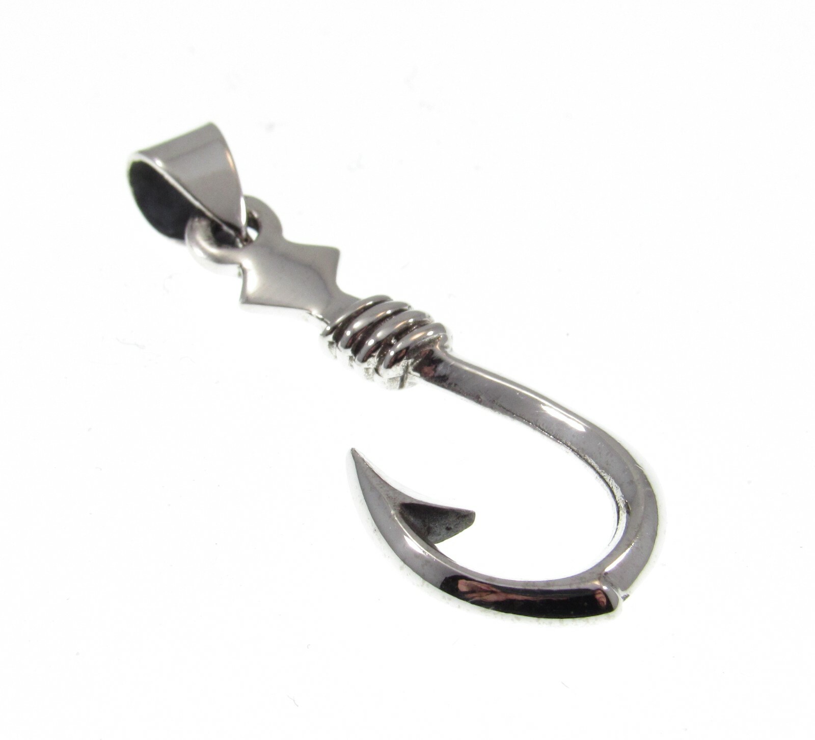 Handcrafted Solid 925 Sterling Silver 3D Nautical Barbed FISH HOOK Pendant