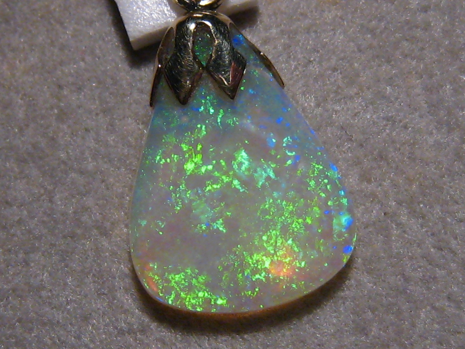 2.5 ct. Neon Green Opal Pendant , Solid 14k Yellow Gold