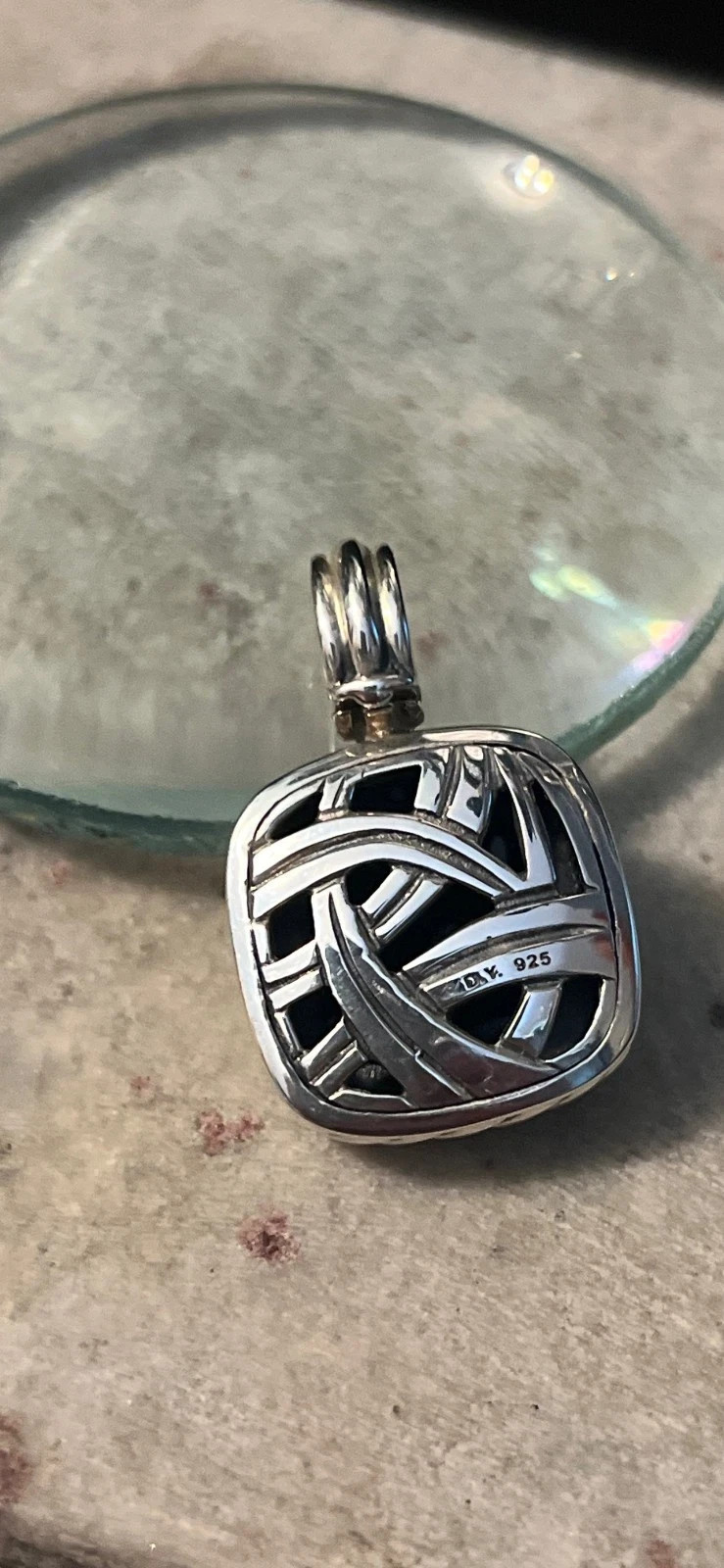 David Yurman Sterling 20 mm with 15mm Black Onyx Albion Pendant
