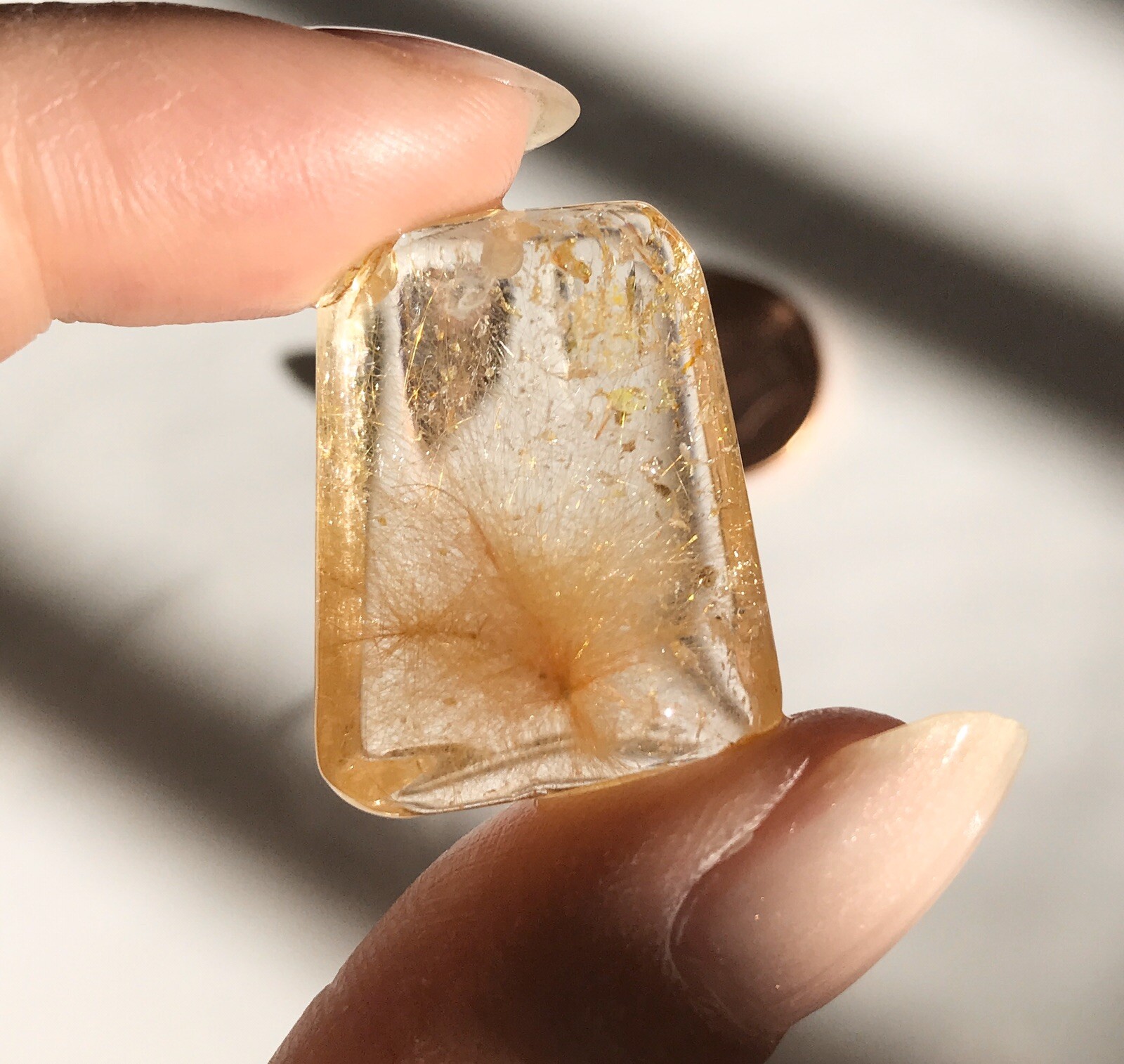 US SELLER Natural cushion Golden Rutilated Quartz Pendant Brazil Crystal 16