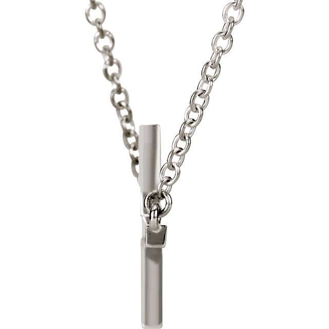 925 Sterling Silver Cross Necklace Sideways Cross 16 – 17 Inch Adjustable Chain