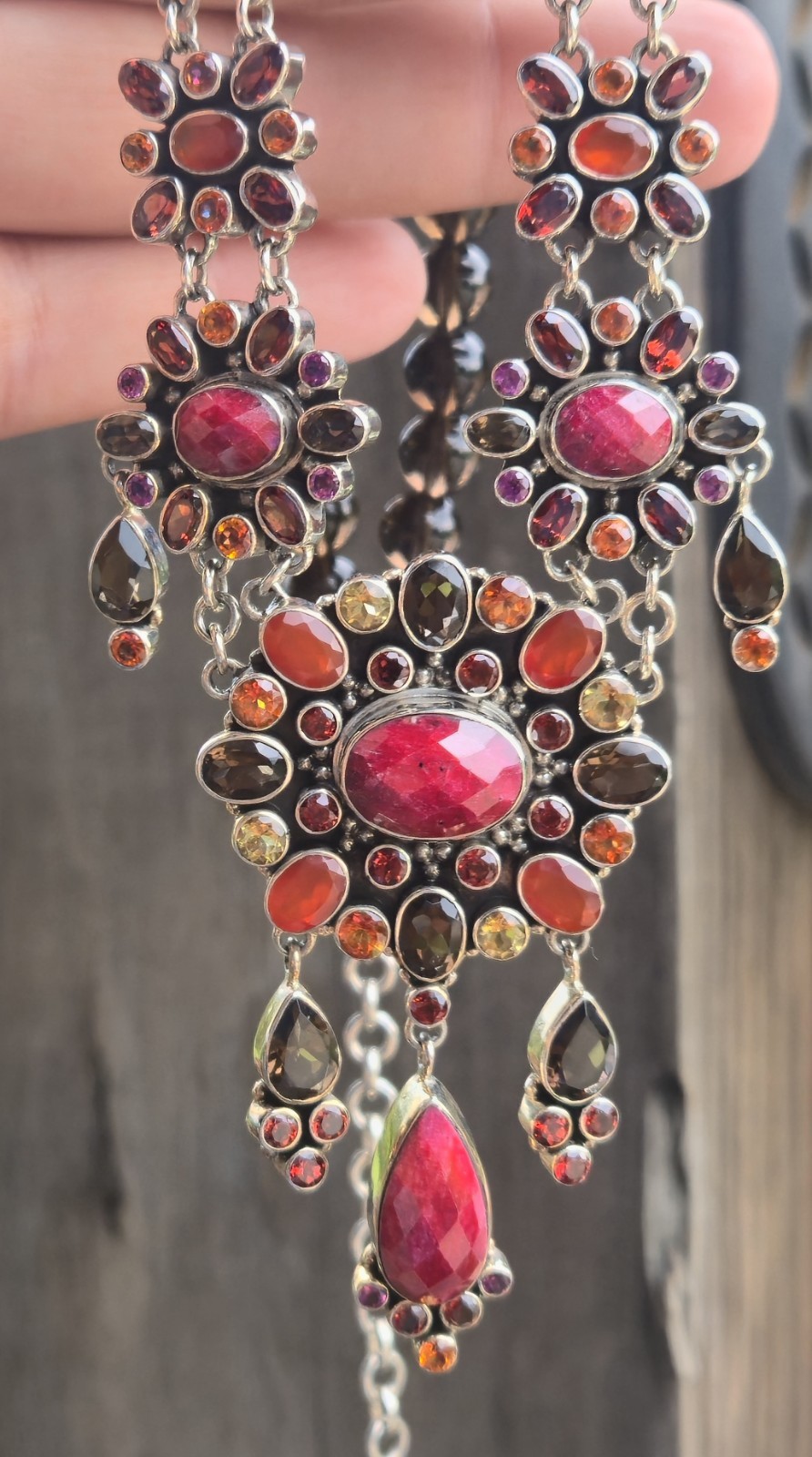 NICKY BUTLER RAJ LIMITED EDITION Designer 925 Sterling Silver Ruby Necklace NB