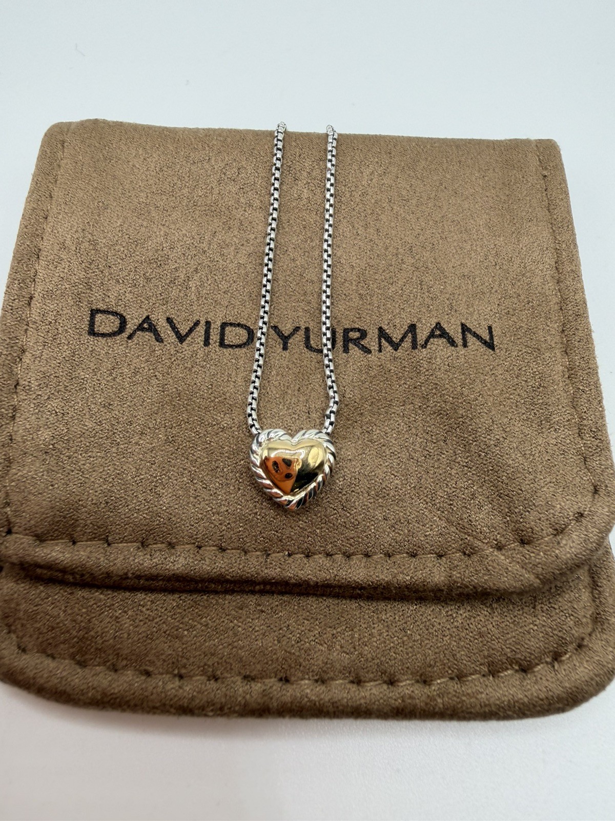 David Yurman Cable Cookie Classic Heart Necklace 18k Yellow Gold. 18 inch