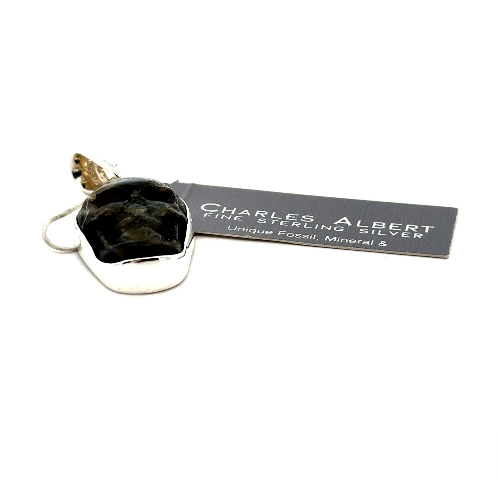 Sterling Silver Labradorite Skull Pendant (Charles Albert) 5/8 x 1 1/2 Inch