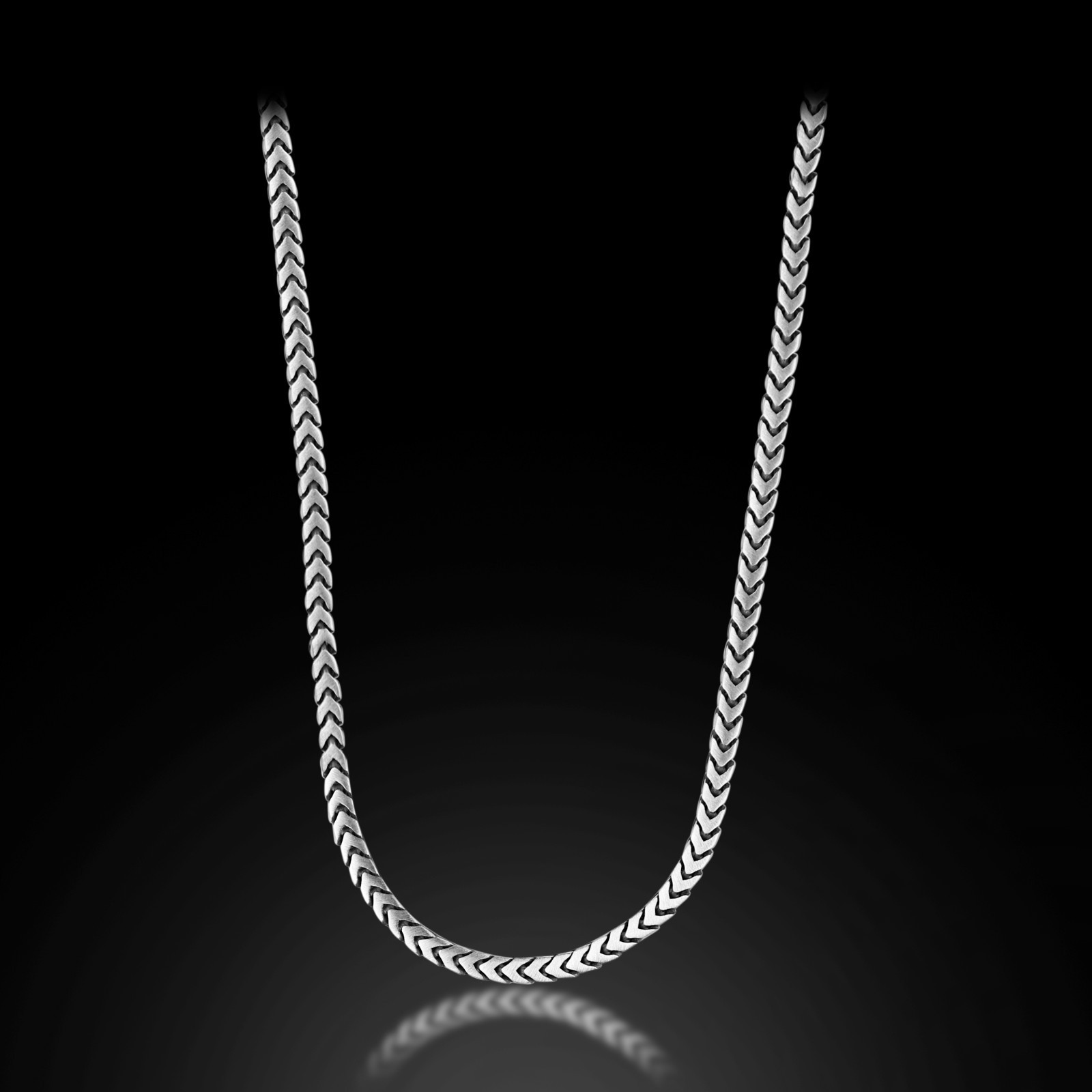 Men 925 Silver Franco Chain Necklace, Men Perfect Foxtail Chain
