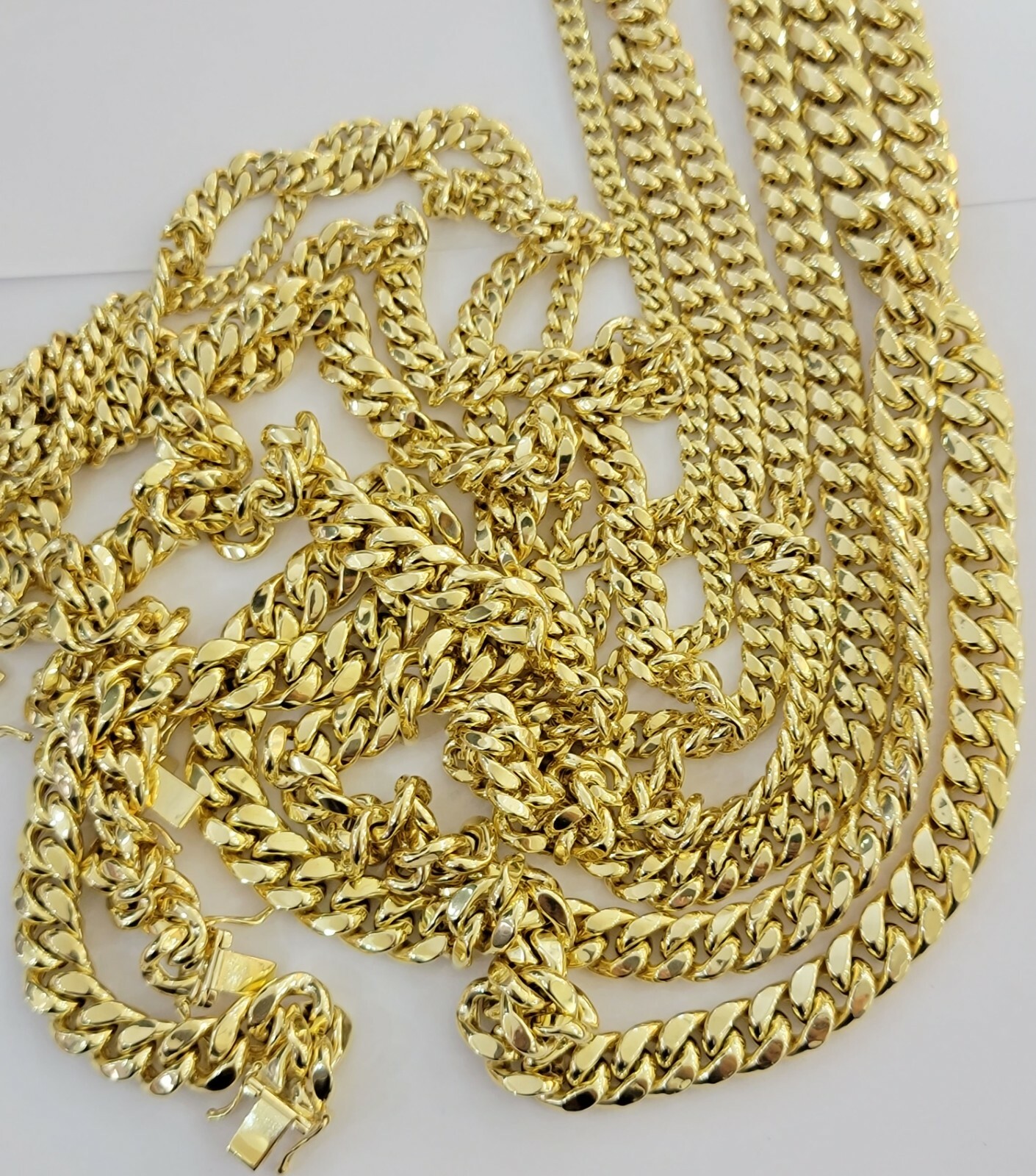 Real 10k Gold Miami Cuban Link Necklace chain & Bracelet 5-10mm 8″-30″ Men Women