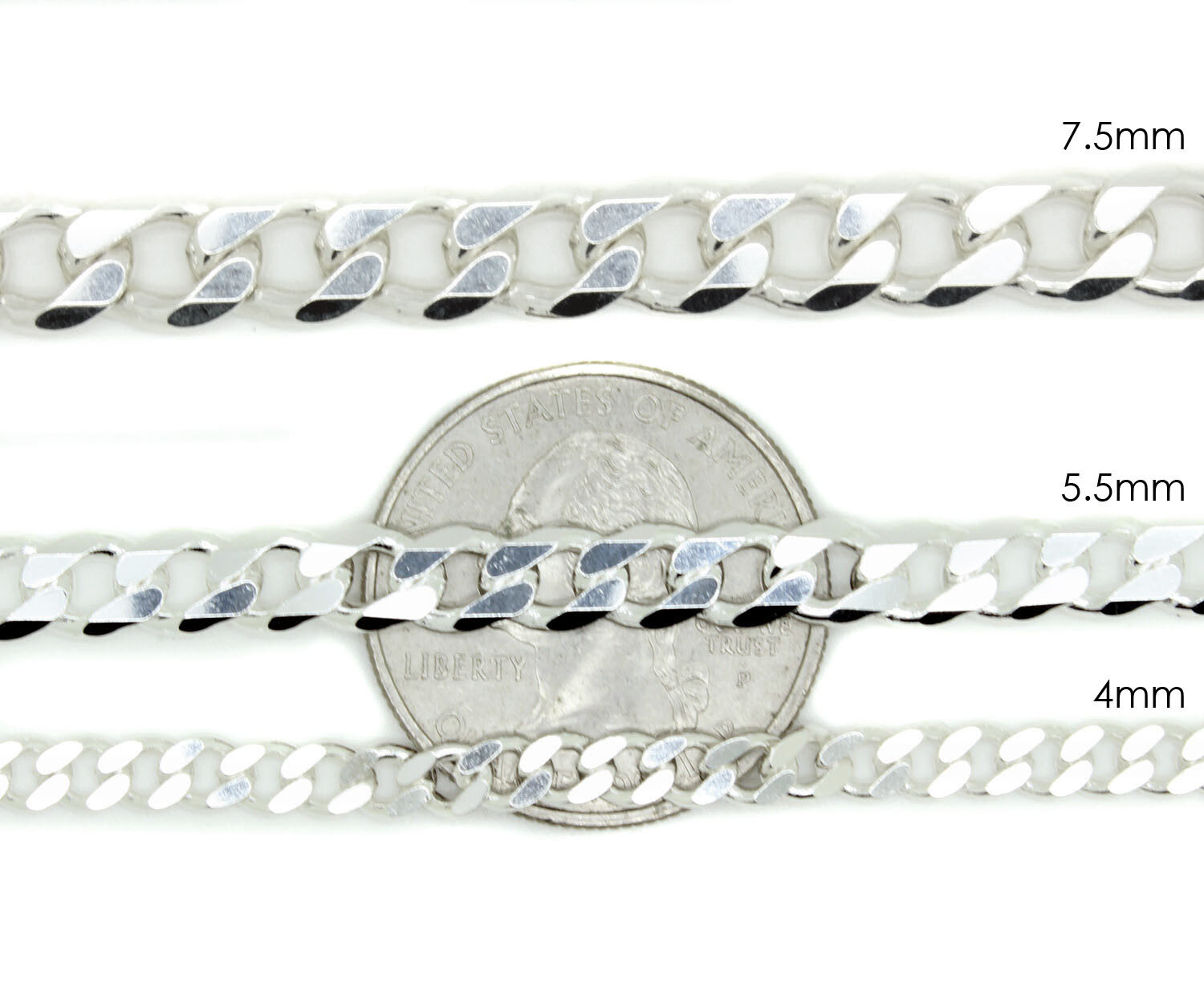 Solid .925 Sterling Silver Cuban Curb Heavy Chain Italy Light Necklace 16-30In