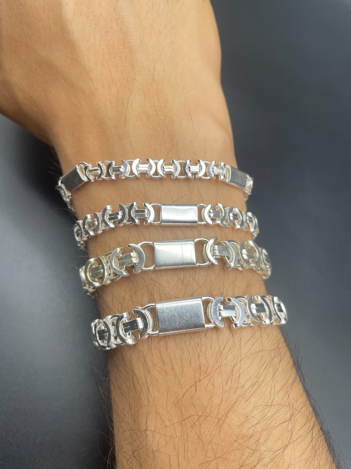 925 Sterling Silver Flat Euro Byzantine Chain Necklace&Bracelet Solid Bali King