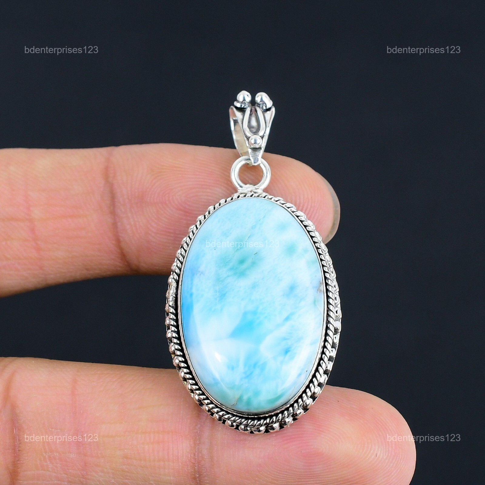 925 Sterling Silver Throat Chakra Larimar Gemstone Birthday Anniversary Pendant