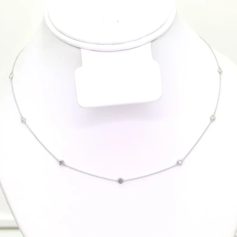 Women’s Day Gift Natural Diamond GDGL Certified Special Necklace 14k White Gold
