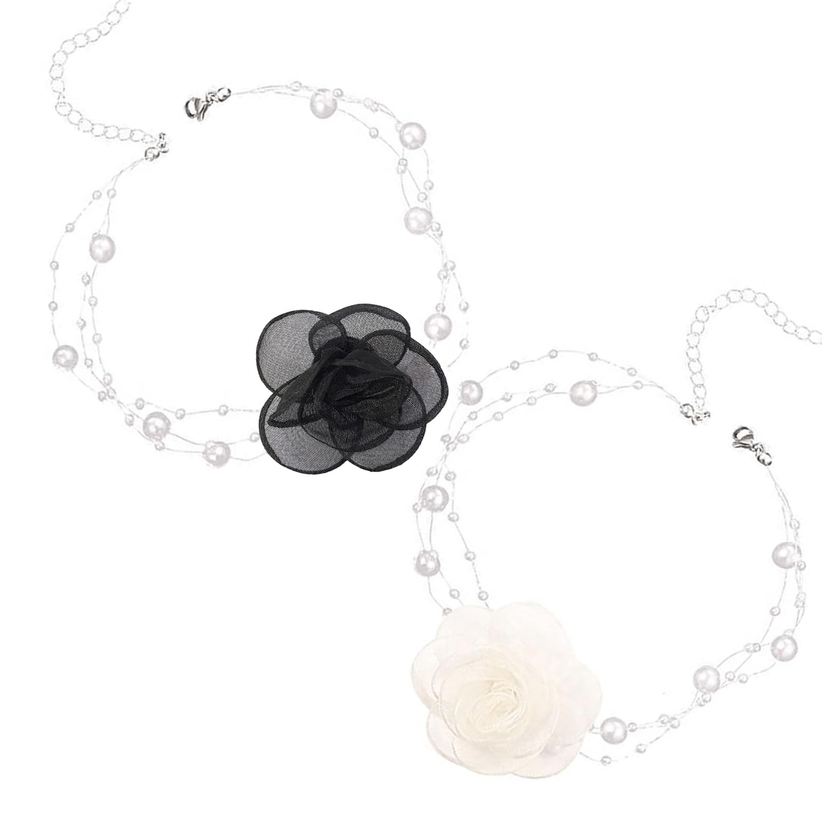 Rose Pearl Necklace-Neck Jewelry-Neck Flower Bone Chain-Necklace Fashion Acce…