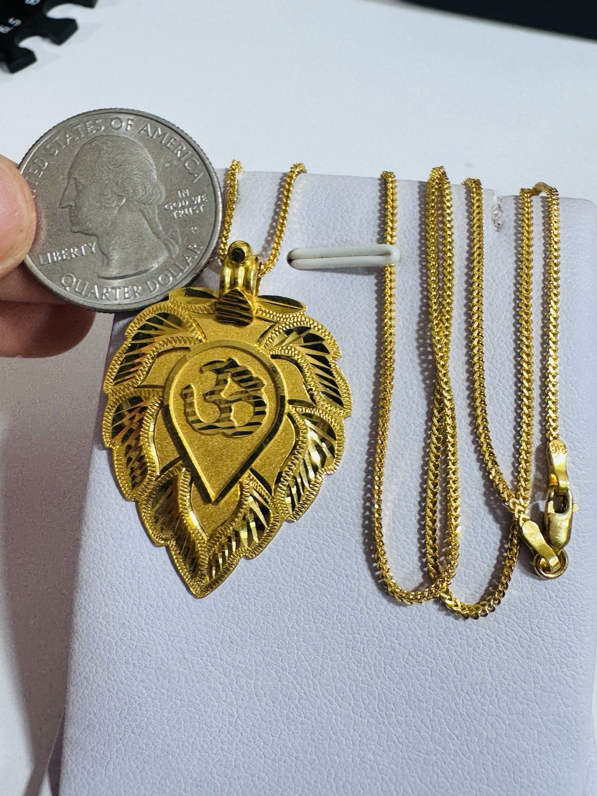 22K 916 22C Real Genuine Gold 20” inch Heart Sikh Necklace 11.1g 1.5mm