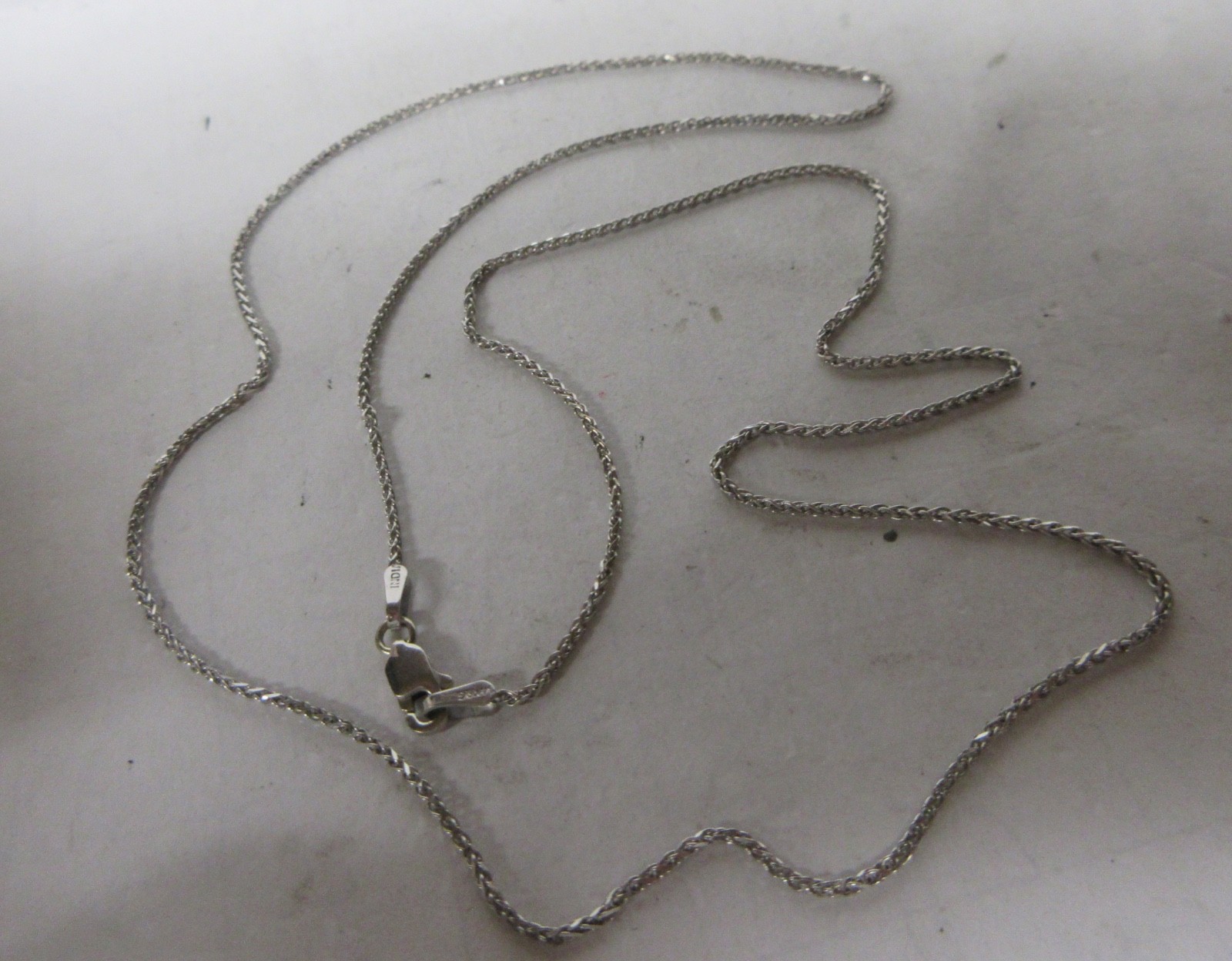 14K SOLID WHITE GOLD 20″ DIAMOND CUT WHEAT SPIGA 1.1mm NECKLACE CHAIN 3 GRAMS