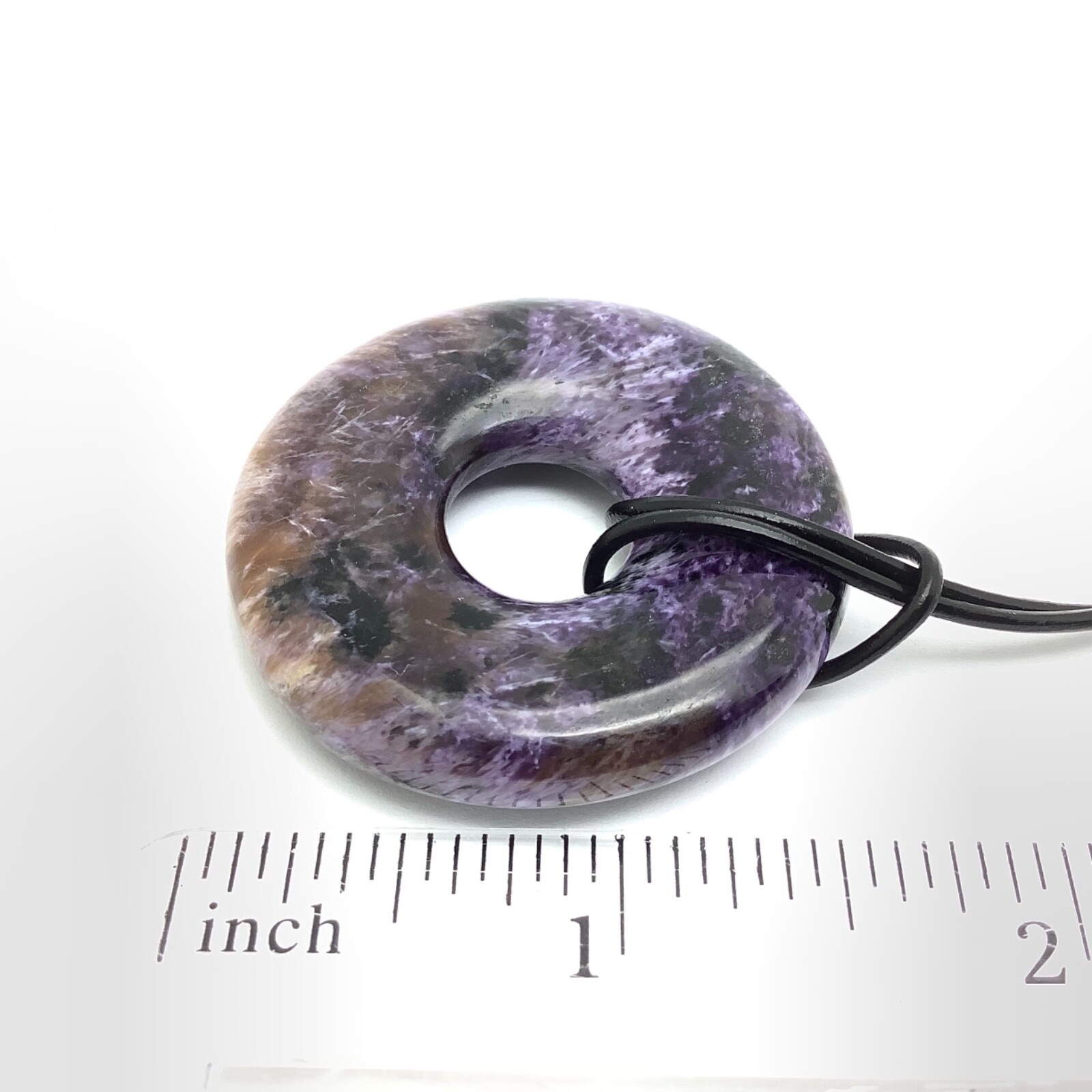 Siberian Charoite Bi Disk Pendant Large & Thick Purple Necklace Siberia 40 mm #9