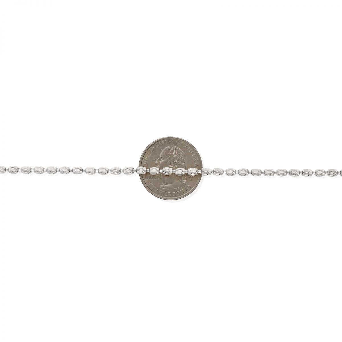 925 Silver 2mm-4mm White Half Moon Cut Oval Barrel Beaded Chain Necklace 18″-26″