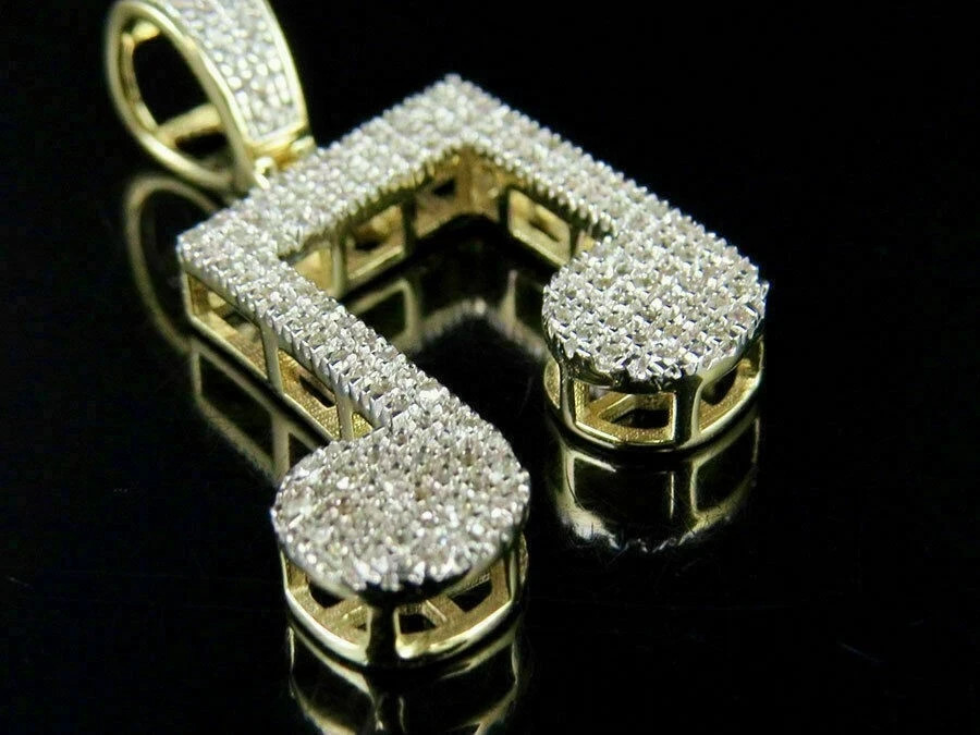 2Ct Round Cut VVS1/D Musical Beam Unisex Pendant Free Chain 14K Yellow Gold Over