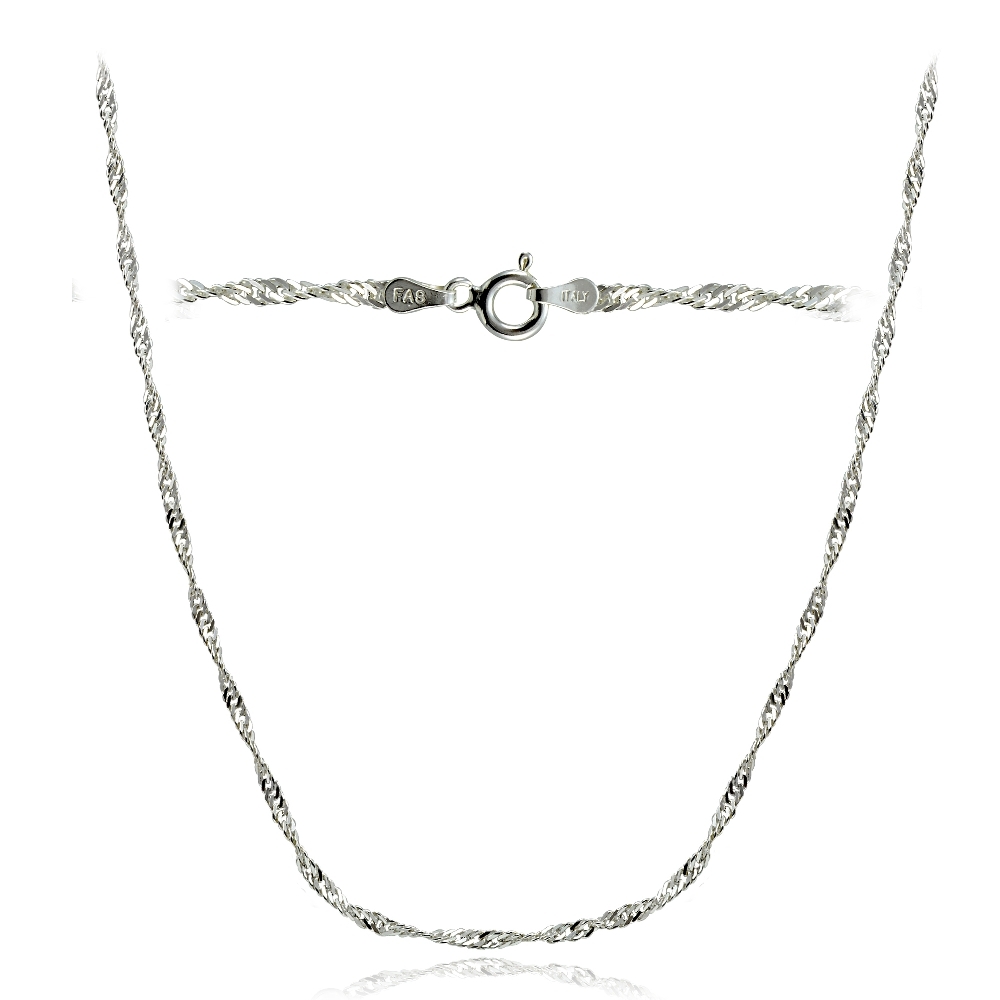 .925 Sterling Silver Italian 2.5mm Diamond-Cut Twist Chain Necklace in 16-30″