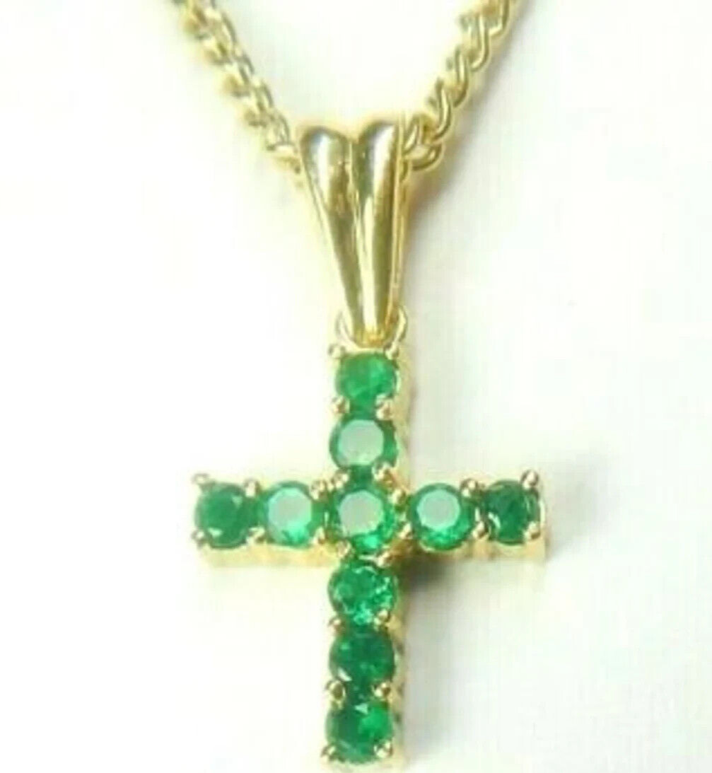 1.00CT Round Cut Natural Green Emerald GDGL Certified Women’s Pendant 14k Gold