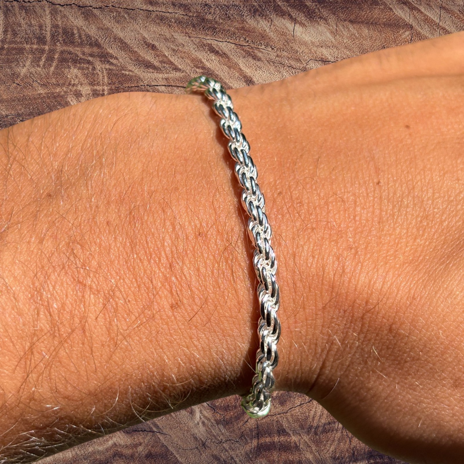 4mm Diamond Cut Rope Bracelet – Solid 925 Sterling Silver Or 14k Gold Vermeil