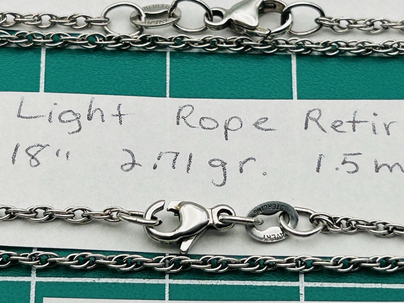 James Avery 925 Sterling Silver Rope Chains – Multiple Sizes – Sold Separately