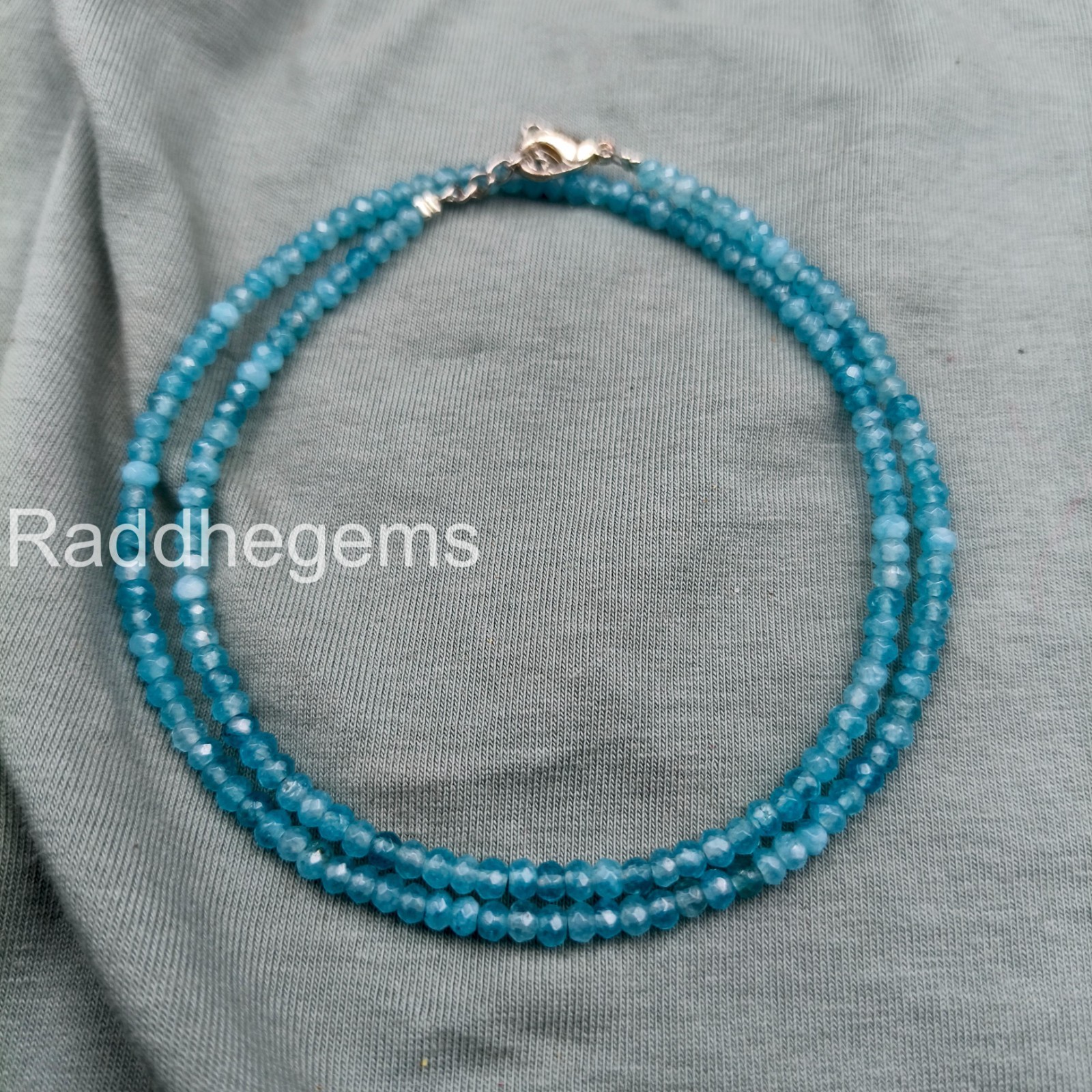 Blue Topaz Faceted Rondelle Necklace, Minimalist Gemstone Jewelry, Sterling