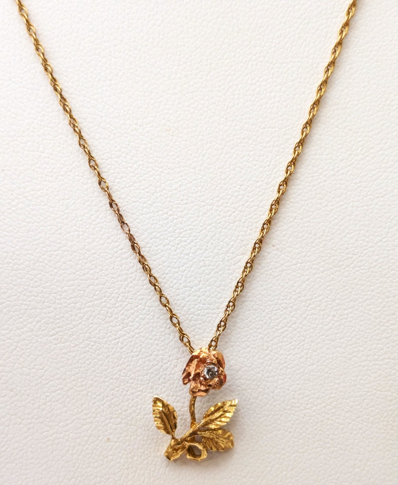 14K Gold Diamond Pendant Chain, 16-1/2” Long