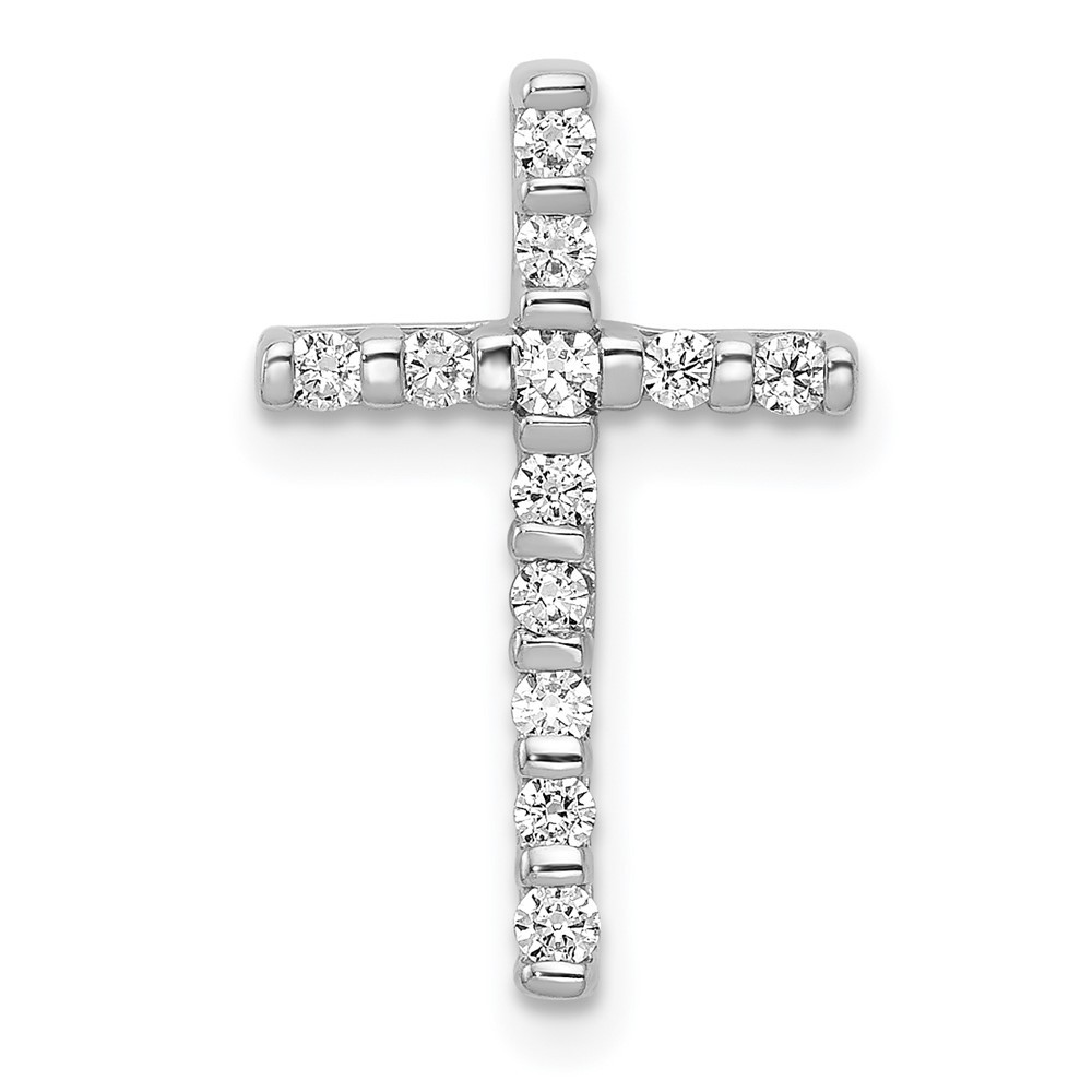 14k White Gold 1/4Ct Round Lab Grown Diamond VS/SI+ G+ Cross Chain Slide Pendant