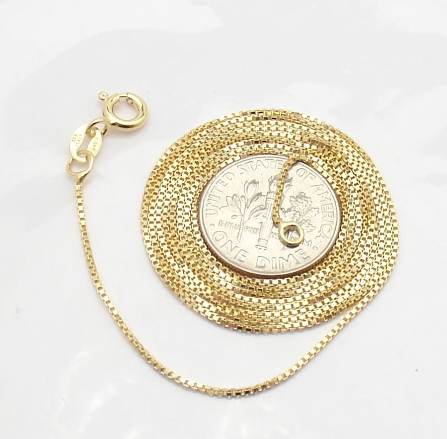 Technibond Venetian Box Chain Necklace 14K Yellow Gold Plated Sterling Silver