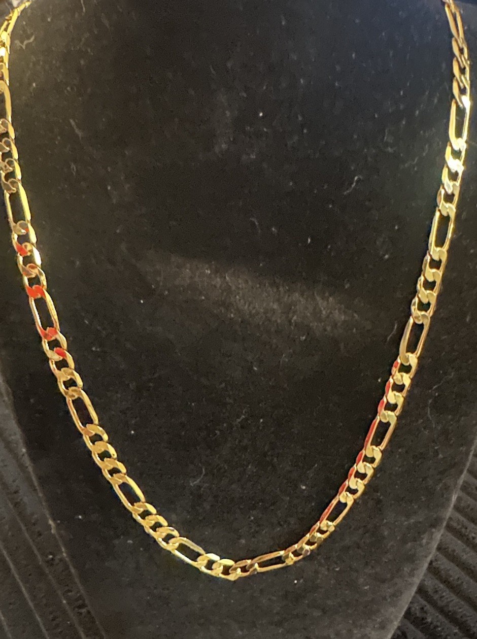 LUXE Italian 18k Gold Filled Figaro Link 5mm Chain 22” Mens Teens Unisex Gift