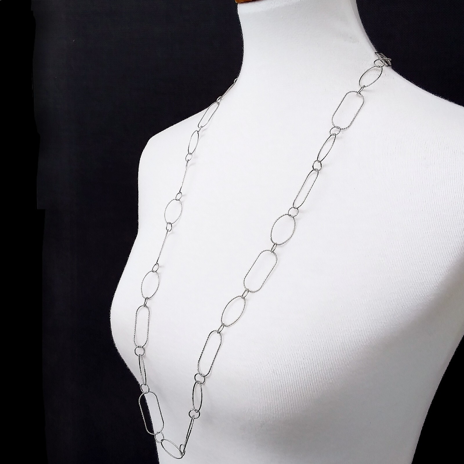 Silpada Sterling Silver Necklace Oval Links Diamond Cut 36in N2731 Retired 2013