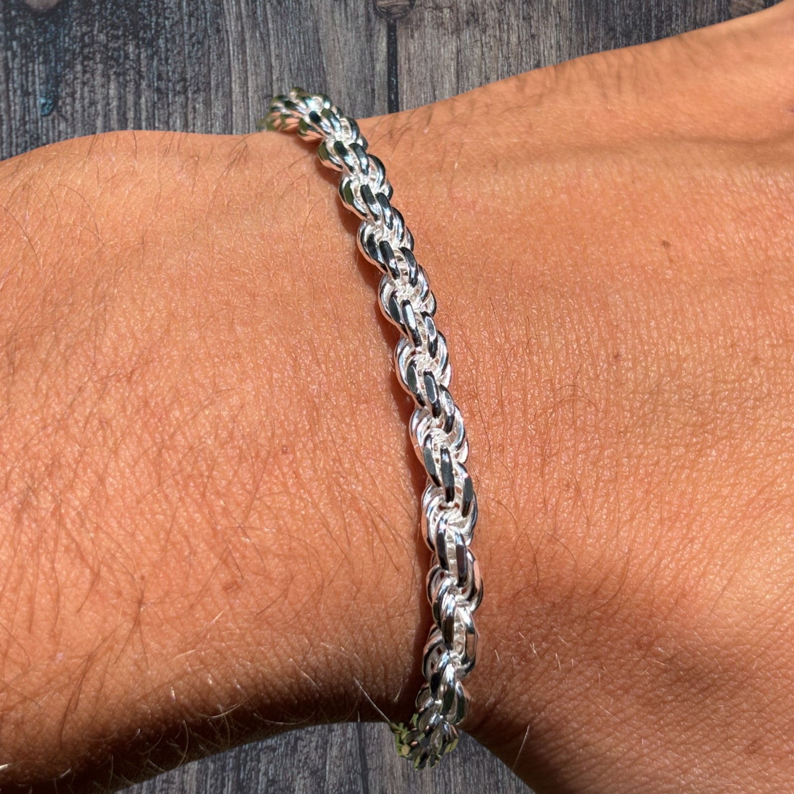 5mm Diamond Cut Rope Bracelet – Solid 925 Sterling Silver Or 14k Gold Vermeil