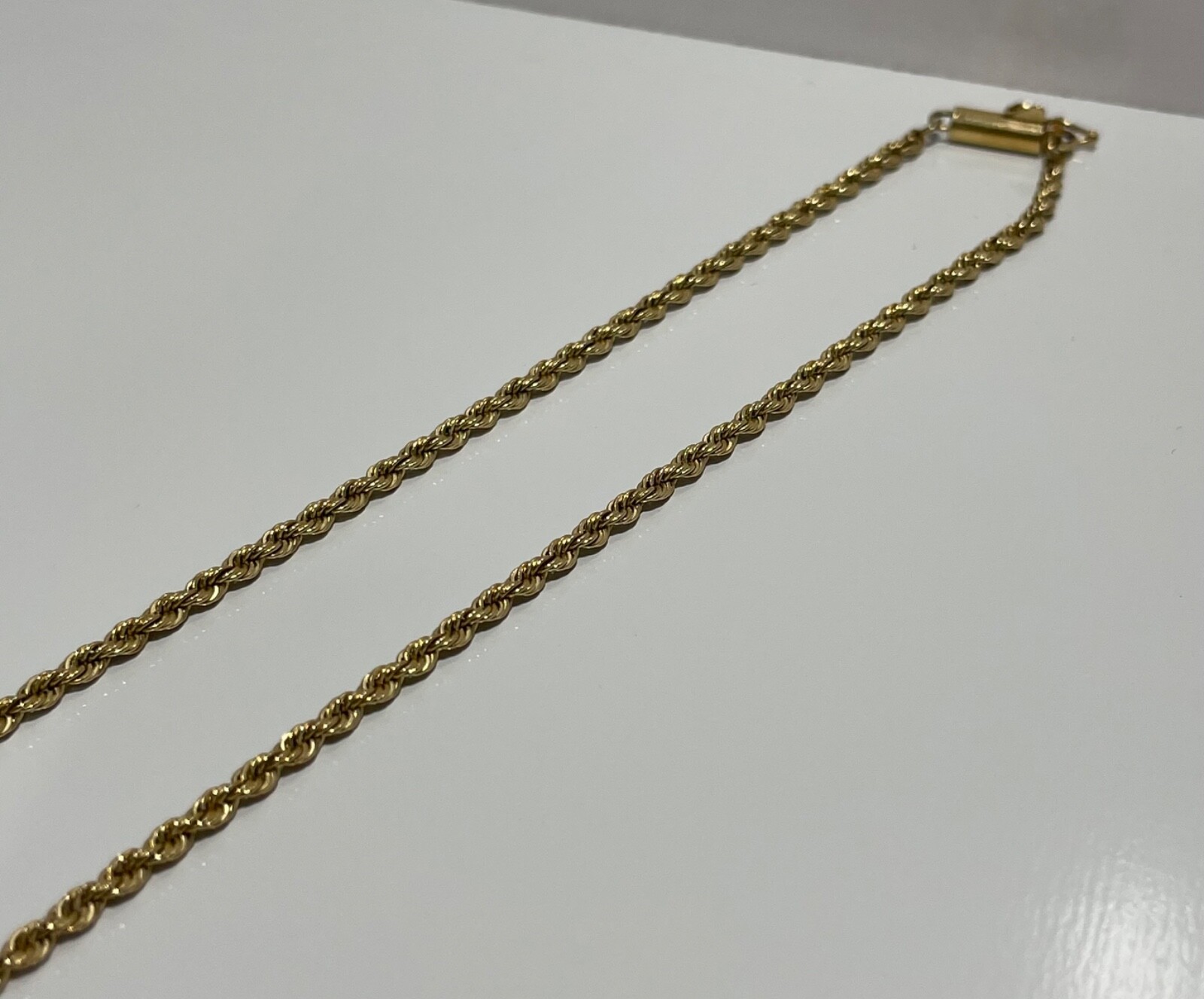 14K Solid Yellow Gold Diamond Cut 2.20mm Rope Chain Necklace Unisex 32 In.