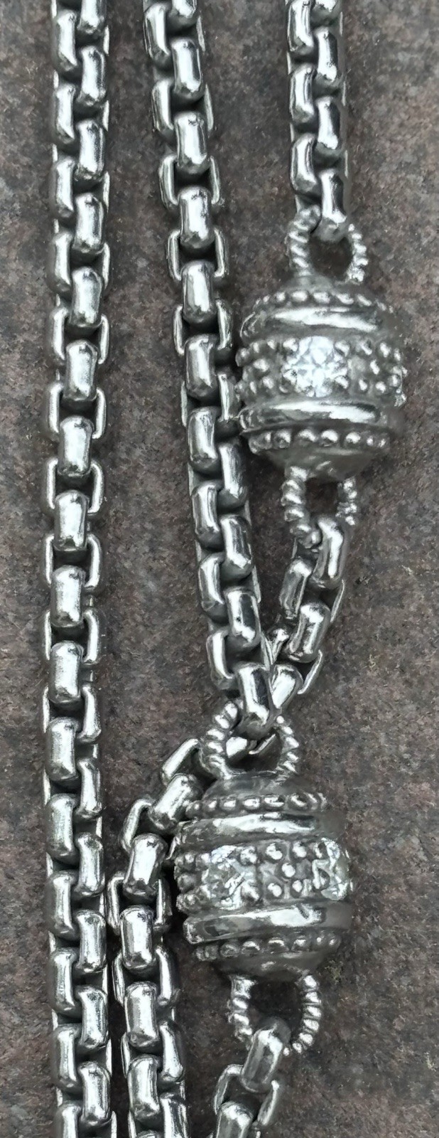 Judith Ripka Sterling Silver Diamonique Triple Layered Box Chain Necklace 925