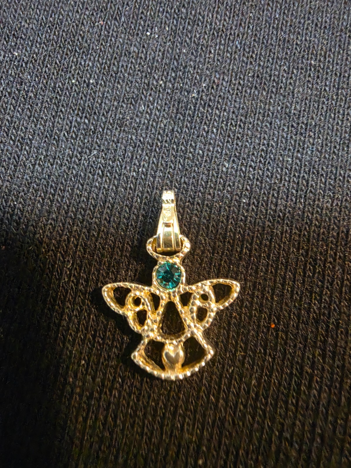 Sterling Silver Birthstone Angel Necklace – December-simulated blue topaz- Avon