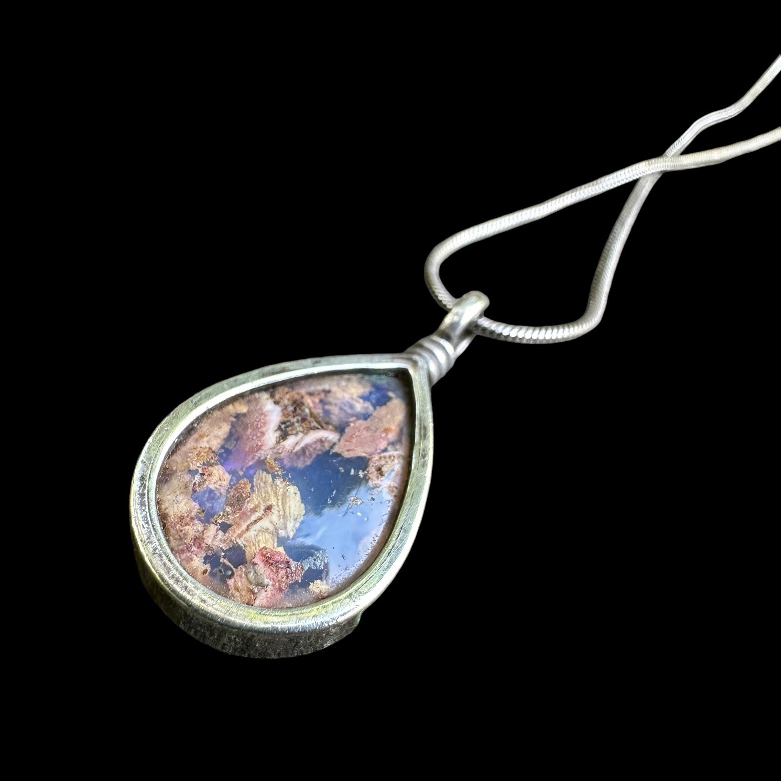 Natural Australian Boulder Opal Pendant Sterling Silver Necklace Micky Roof