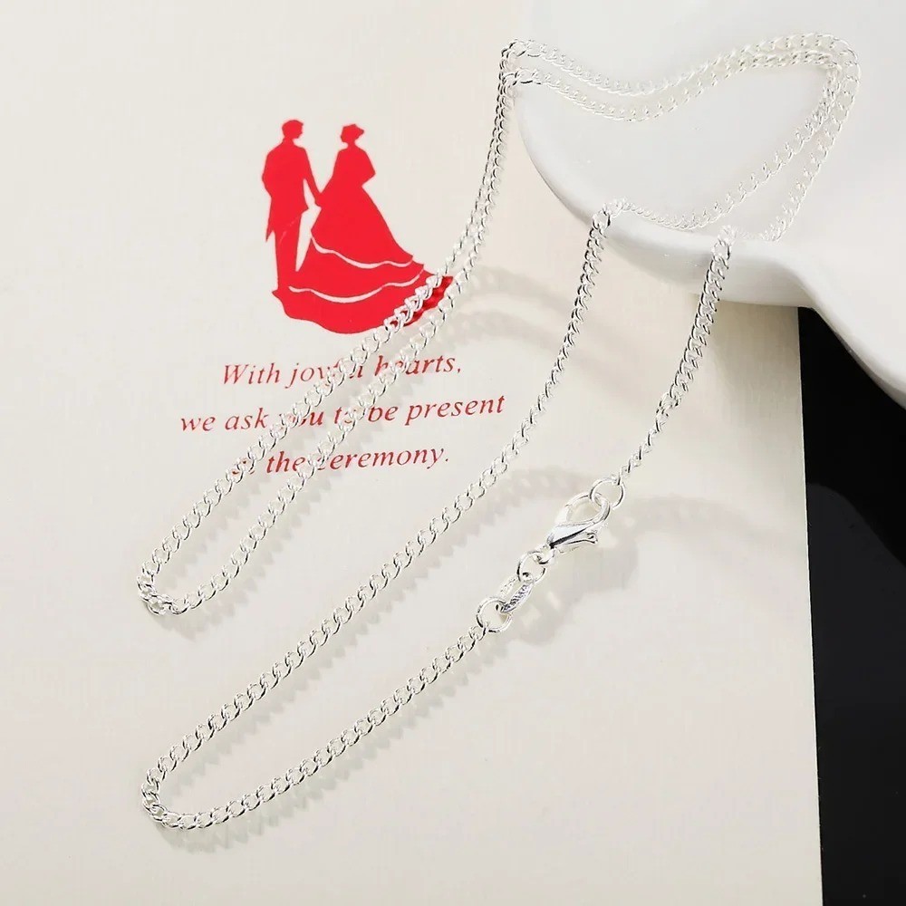 925 Sterling Silver 2mm Chain Necklace 16-30in Women Men Jewelry
