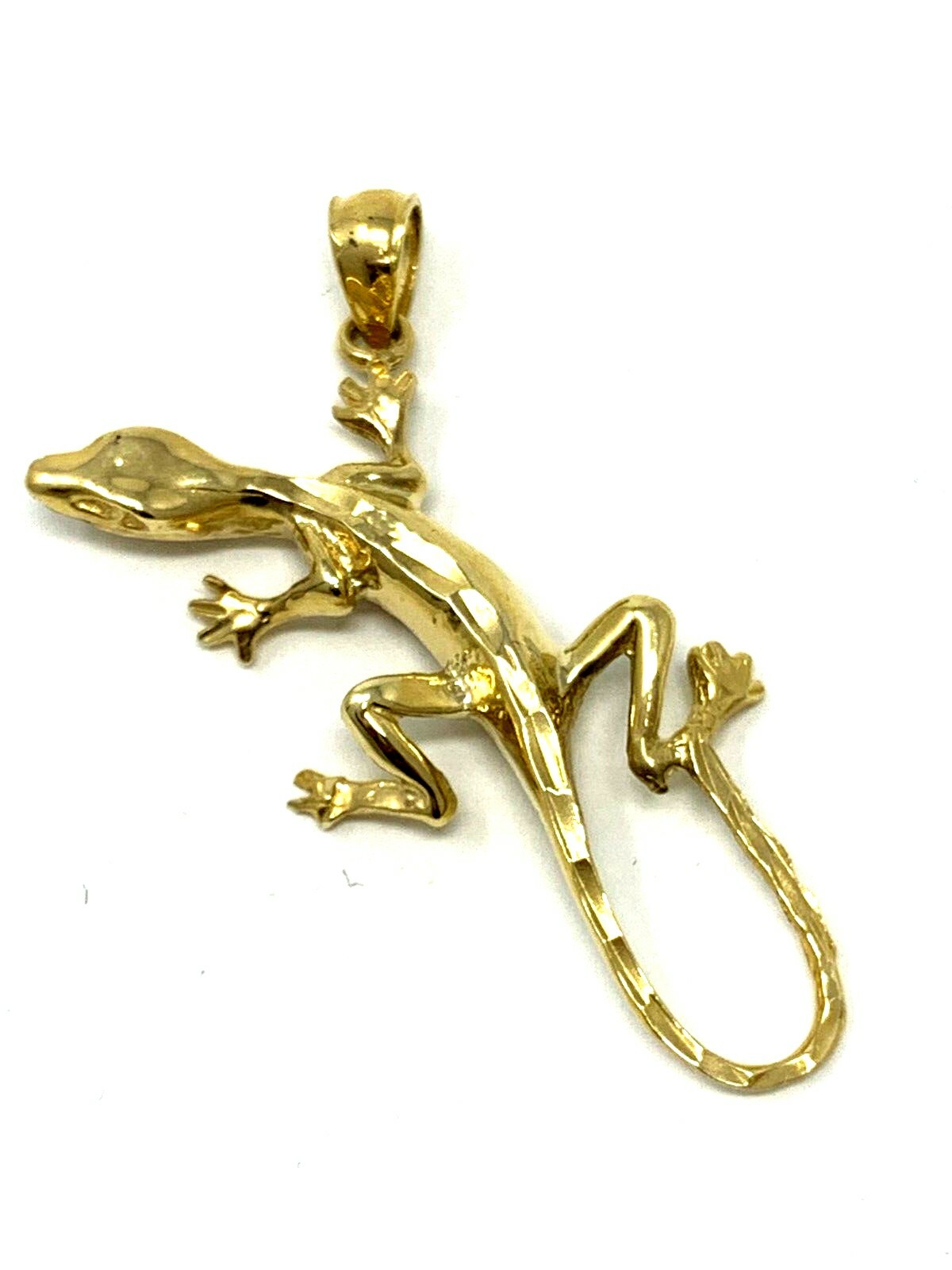 14k Yellow Gold Gecko Lizard Pendant Reptile Charm 1.5″ 3.4 grams
