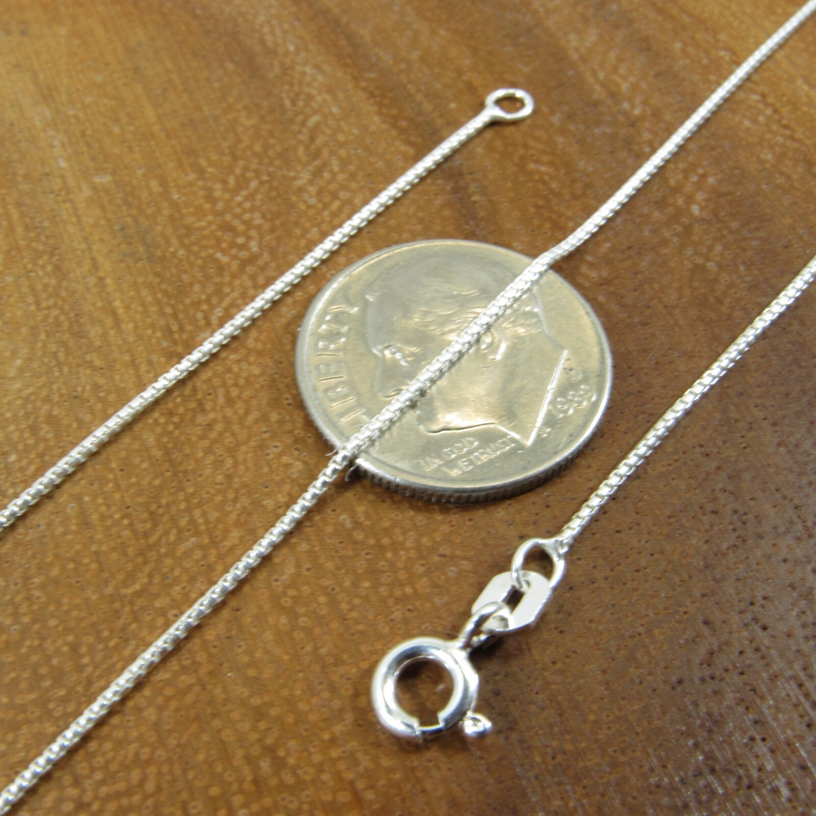 Solid 925 Sterling Silver Italian Unisex Round Box Chain Necklace, Made in Italy